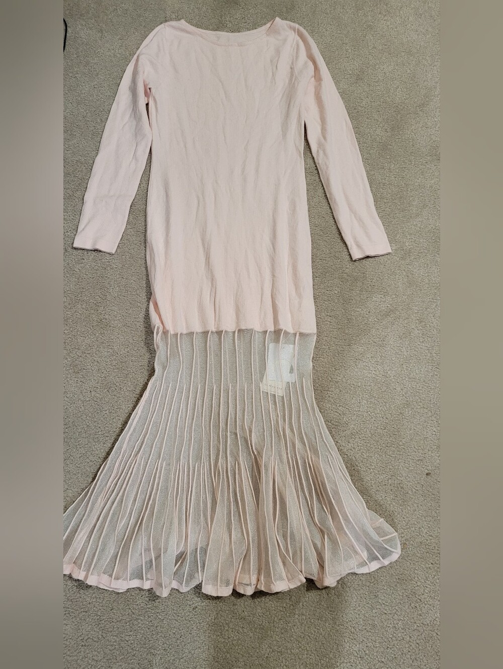 Long Sleeve Sheer Hem Knit Maxi Dress